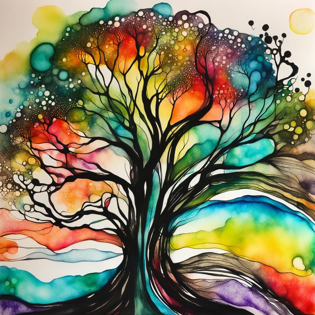 Colorful Organic Abstract Neurographic Art with Alcohol Inks