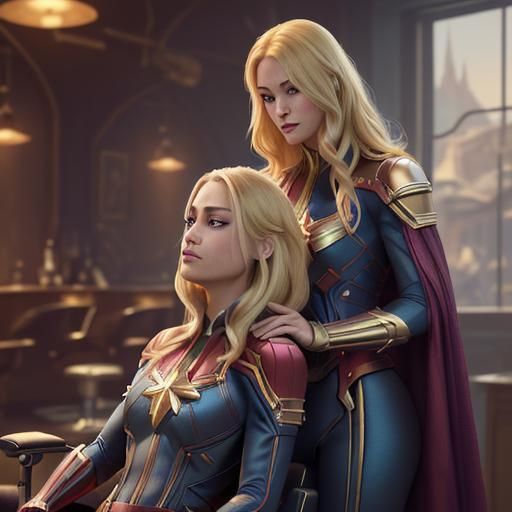 Rapunzel Captain Marvel Head Shaving: Detailed Matte Paintin...