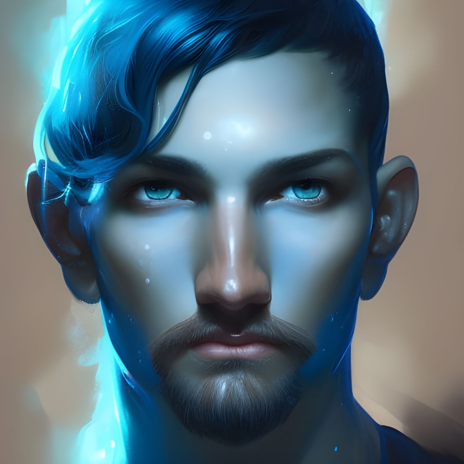 Water Wizard Portrait in Hyperdetailed Digital Art Style