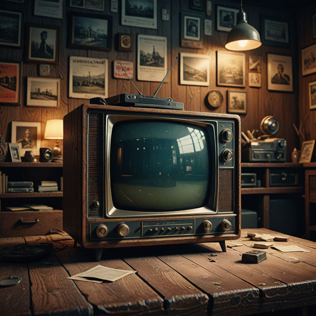 Retro Thrift Store TV Set in Nostalgic Distress