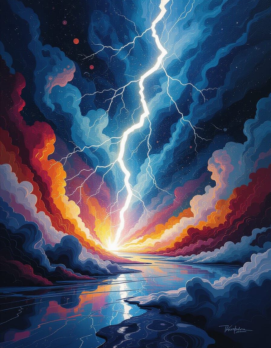 Abstract Lightning Strike Dissolving Reality