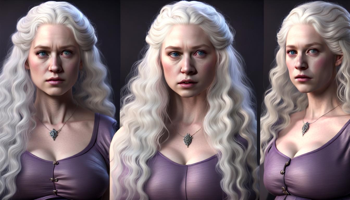 Pregnant Woman with White Hair in Photorealistic Style