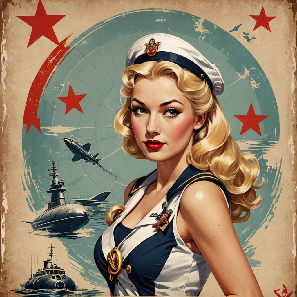Soviet Submarine Sailor in Pin-Up Style