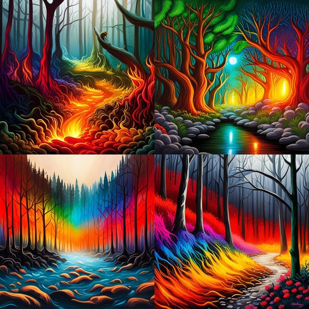 Colorful Rainbow Forest in Graffiti Art Style