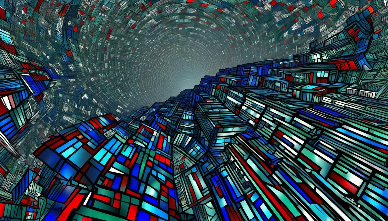 Bright City Lights in M.C. Escher Style