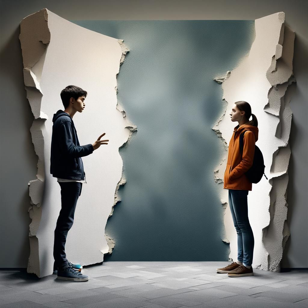 Haunting Photo of Couple Divided by Wall
