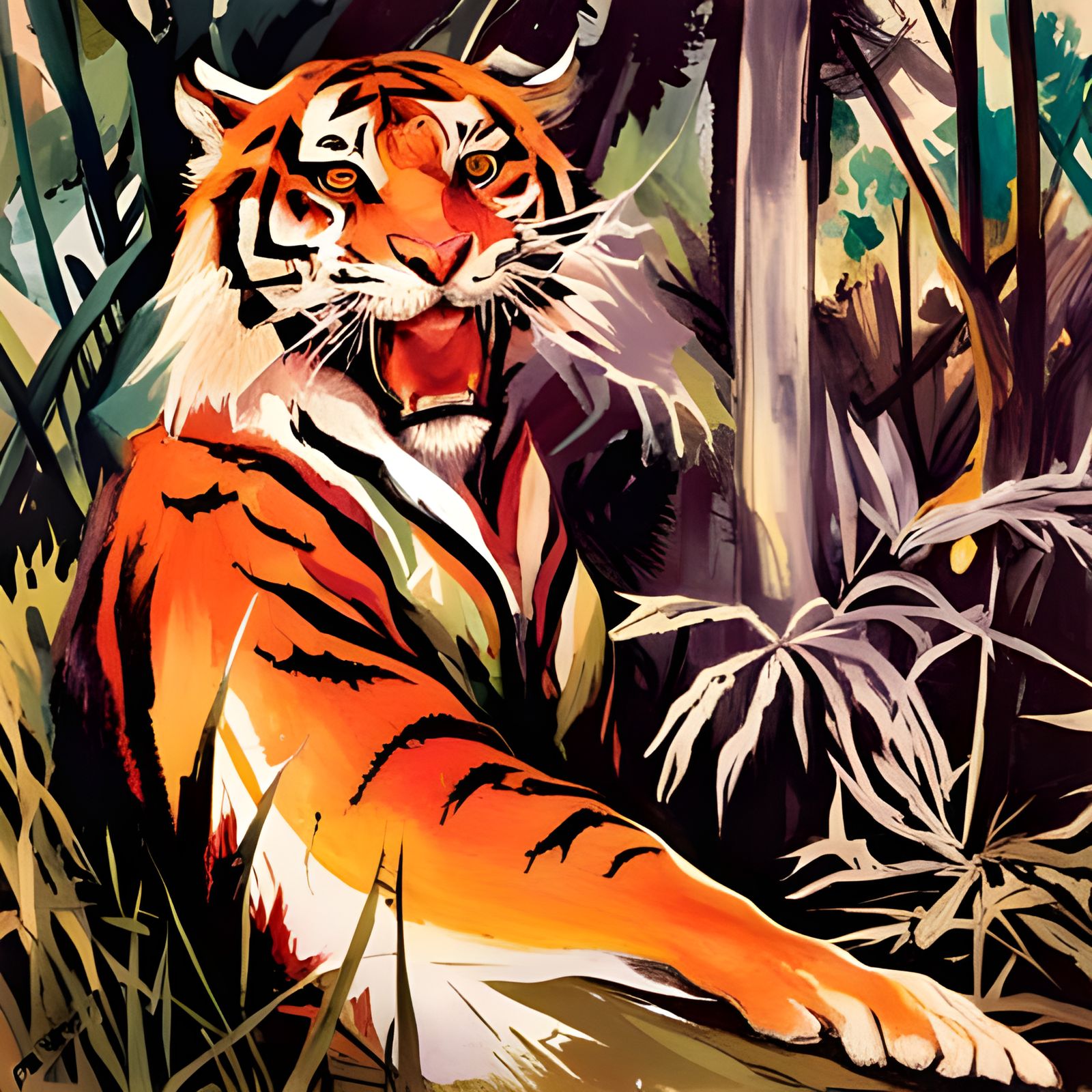 Majestic Tiger King Portrait in Fantasy Art Style