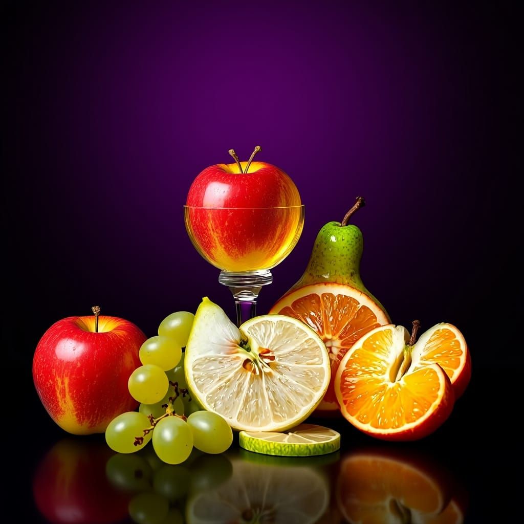 Crystal Fruit Still Life with Radiant Light, Dreamy Aestheti...