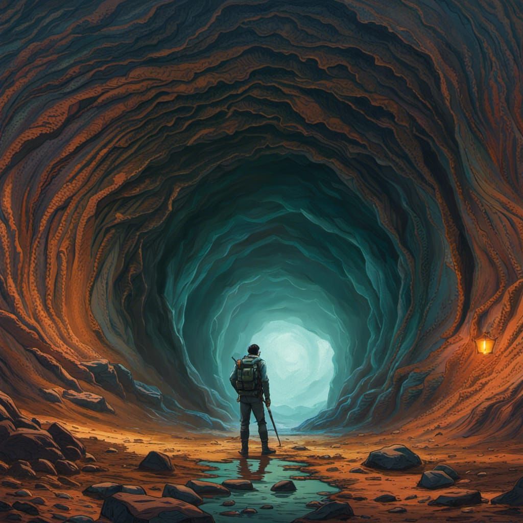 Teal Haired Man Trapped in Desert Cave Art