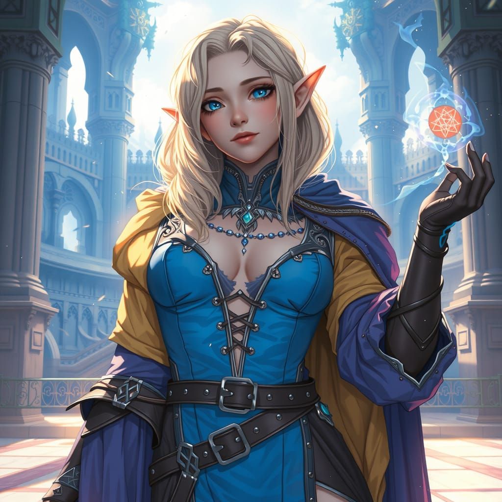 Ethereal Elf Archmages in Anime Art Style