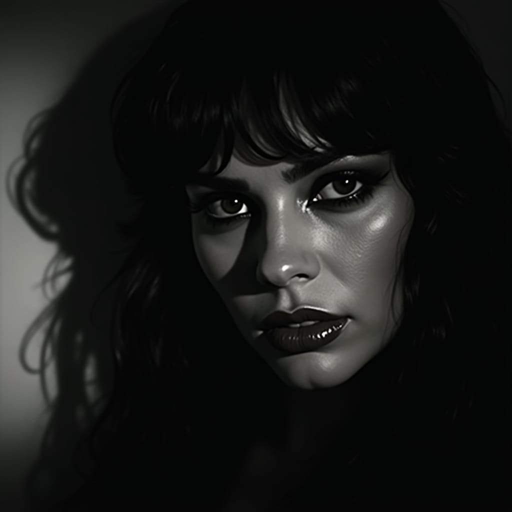 Mysterious Woman Portrait in Cinematic Black and White