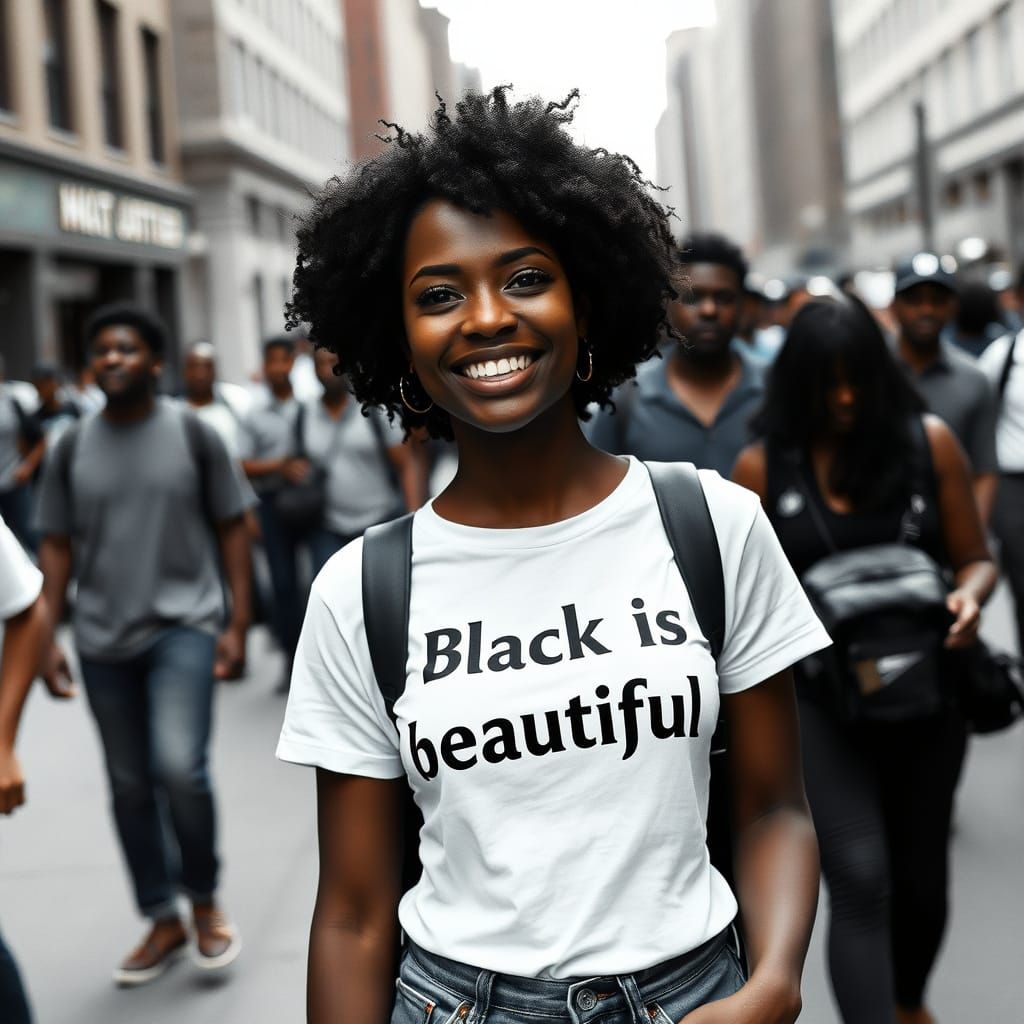 Confident Black Woman Celebrates Identity in City Streets