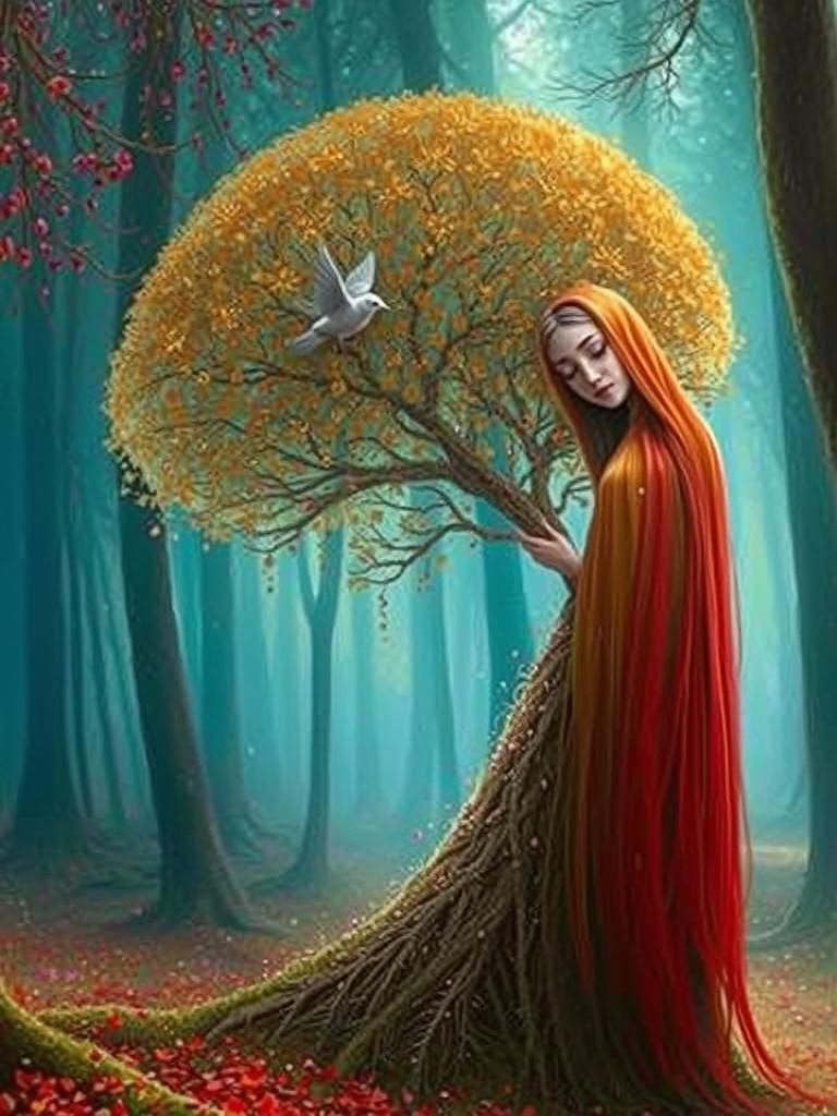 Tree-Woman in Fairytale Magic Realism Style