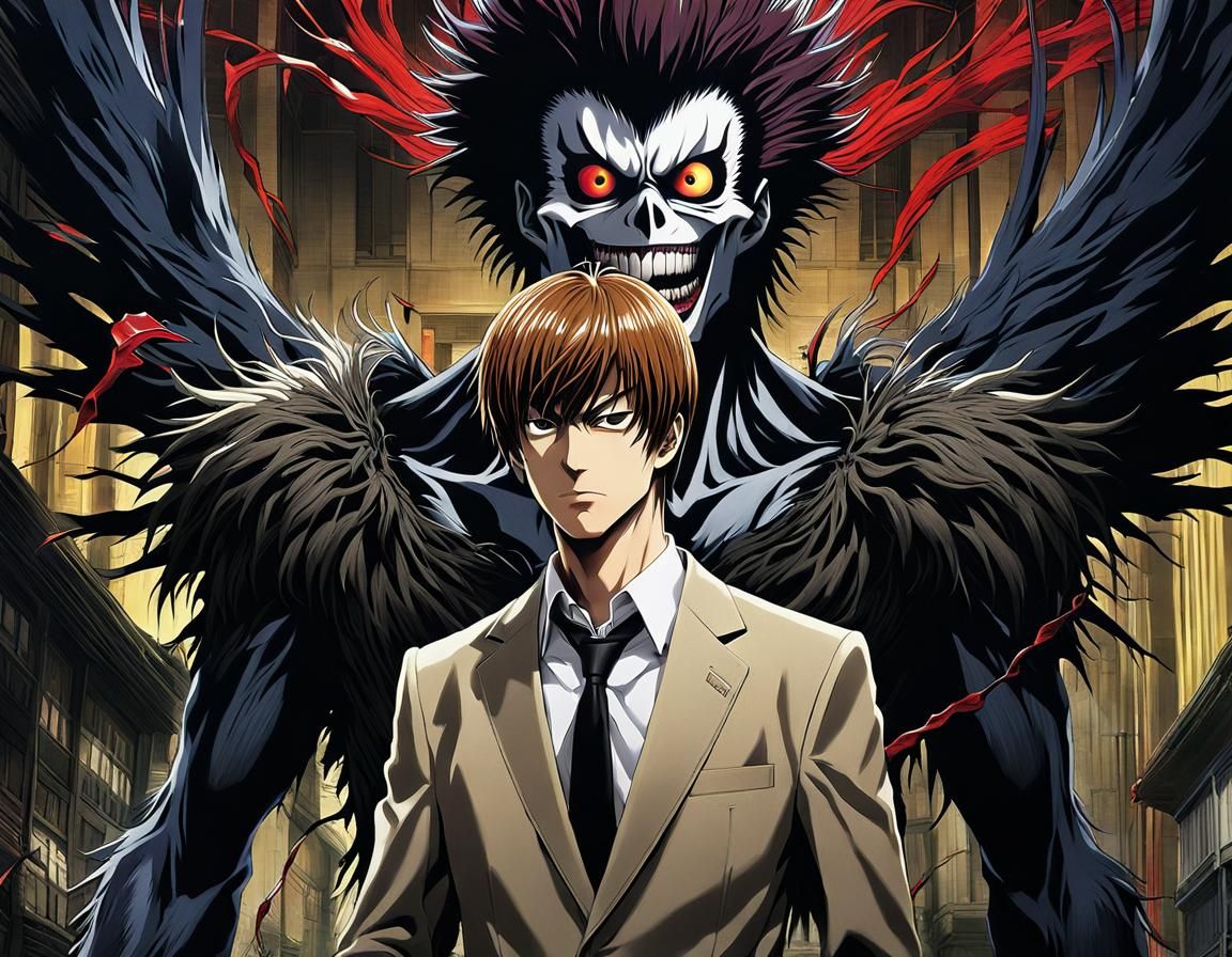 Light Yagami and Ryuk: Hyperrealistic Death Note Portrait