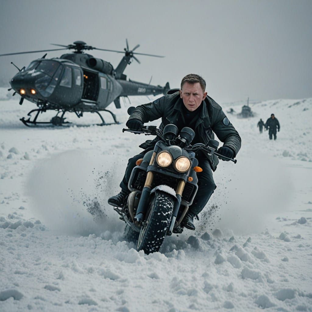 James Bond 1960s Action Scene in a Snowy Whiteout