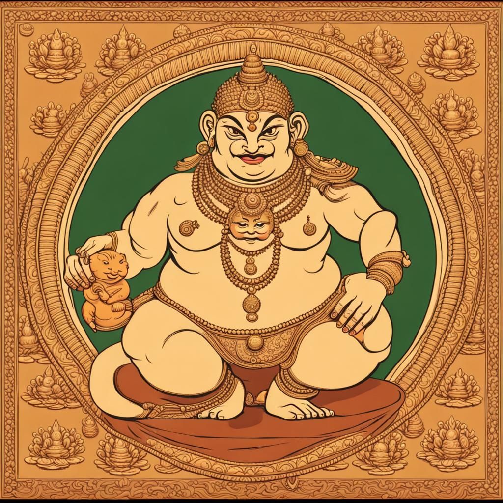 Kubera: The Indian God of Wealth Illustration