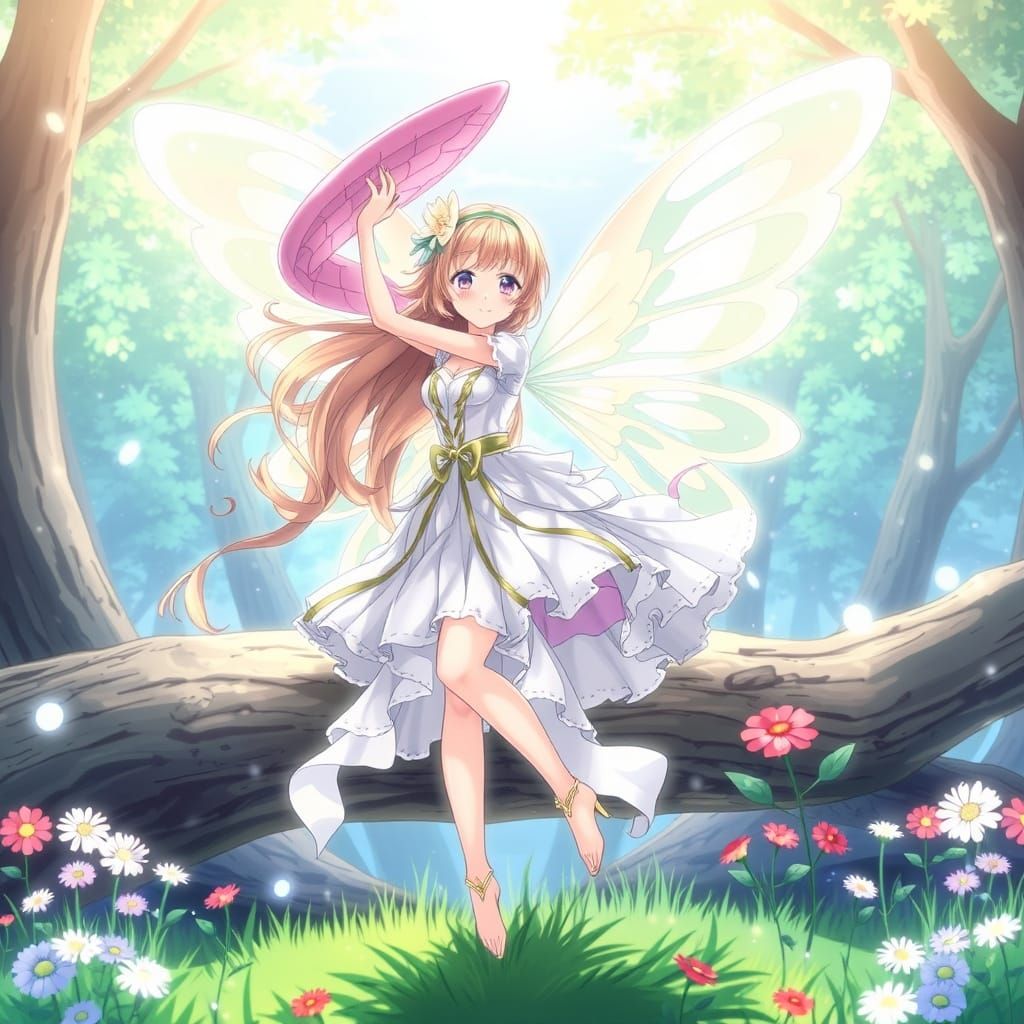 Summer Fairy Princess in Vibrant Anime Style