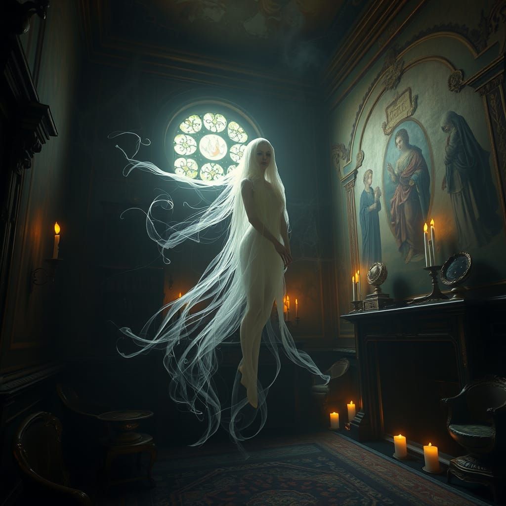 Ethereal Spirit in Baroque Chamber