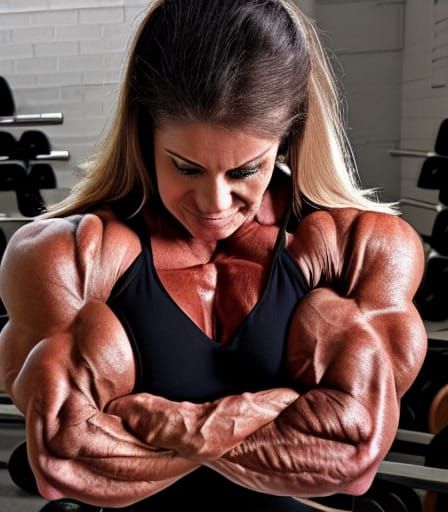 Muscular Mom Flexing: Female Bodybuilder Physique
