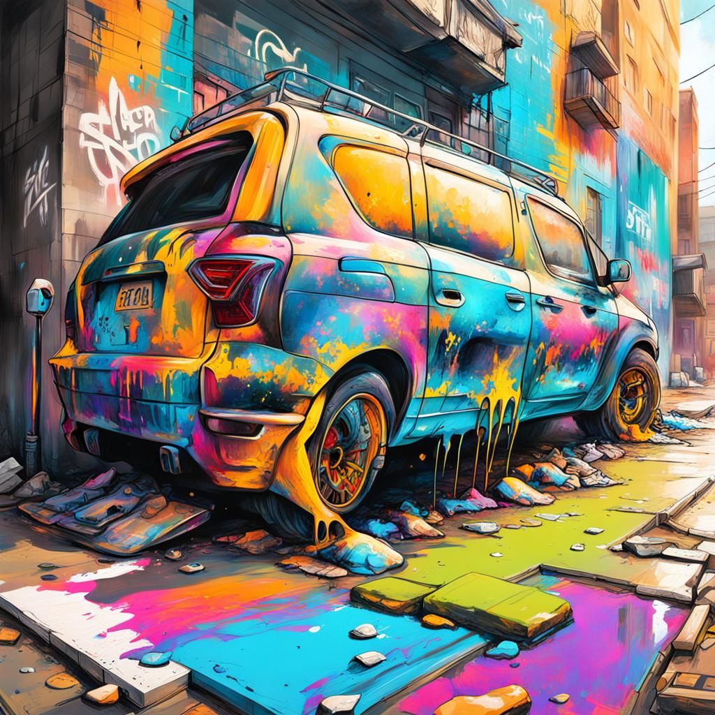 Graffiti Art with Polychromatic Colors and High Contrast