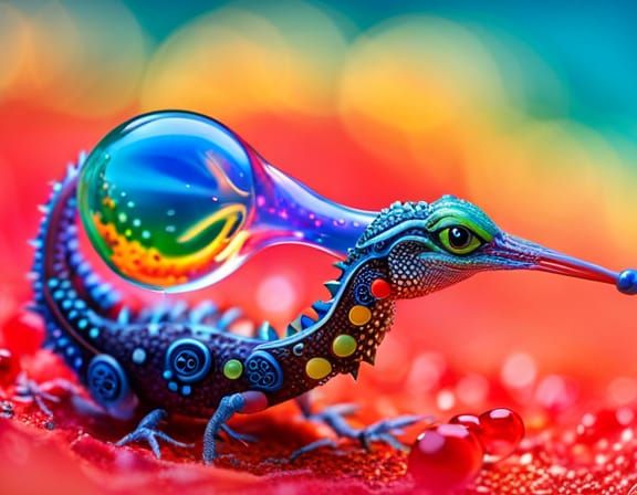 Psychedelic Bubble Dragon in Ultra Realistic Detail