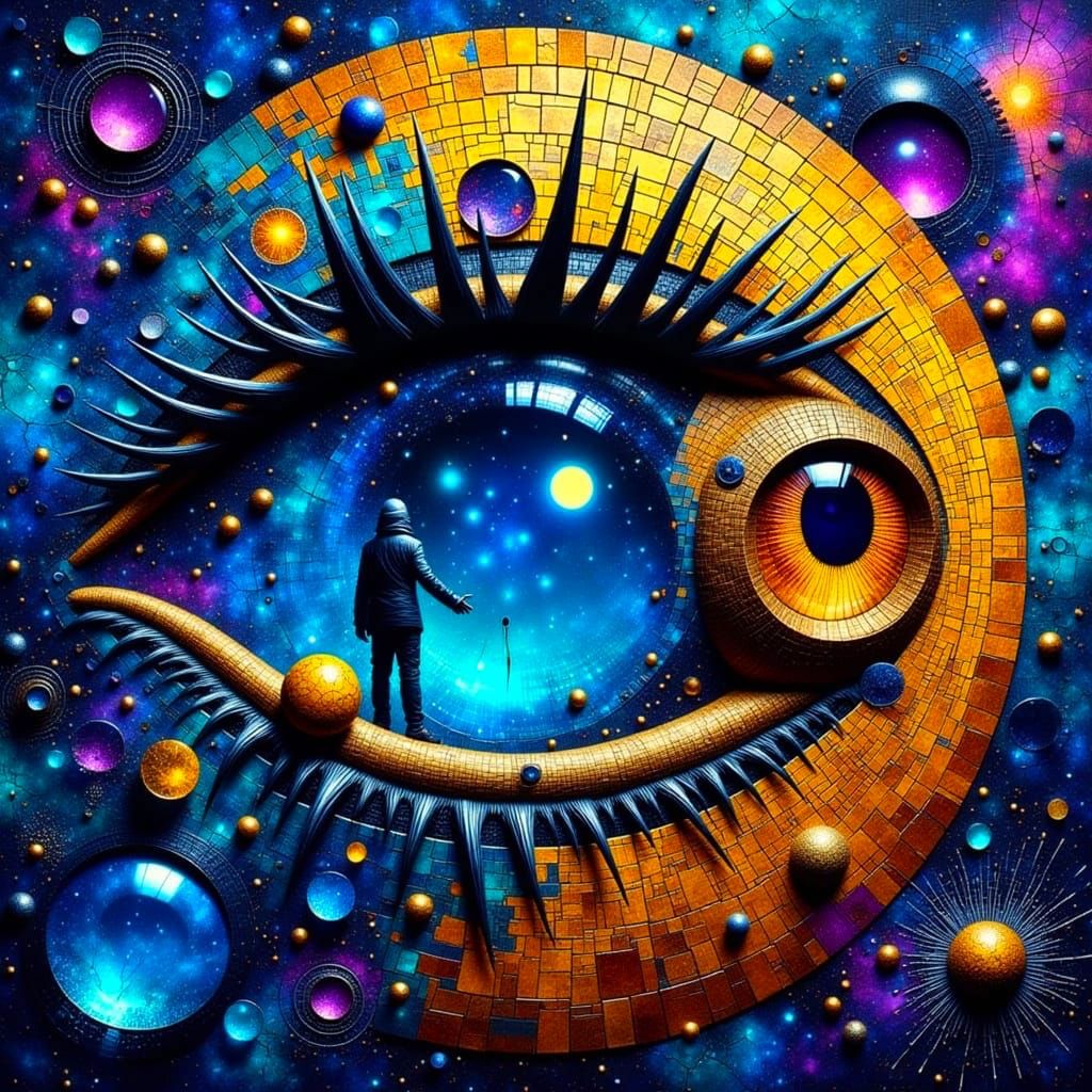 Cosmic Eye of Judgement in Mosaic Art