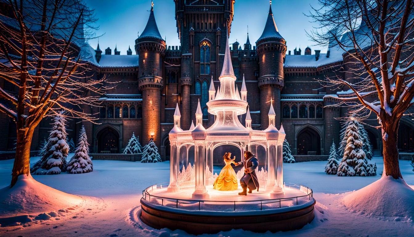 Ice Sculpture "the beauty and the Beast"