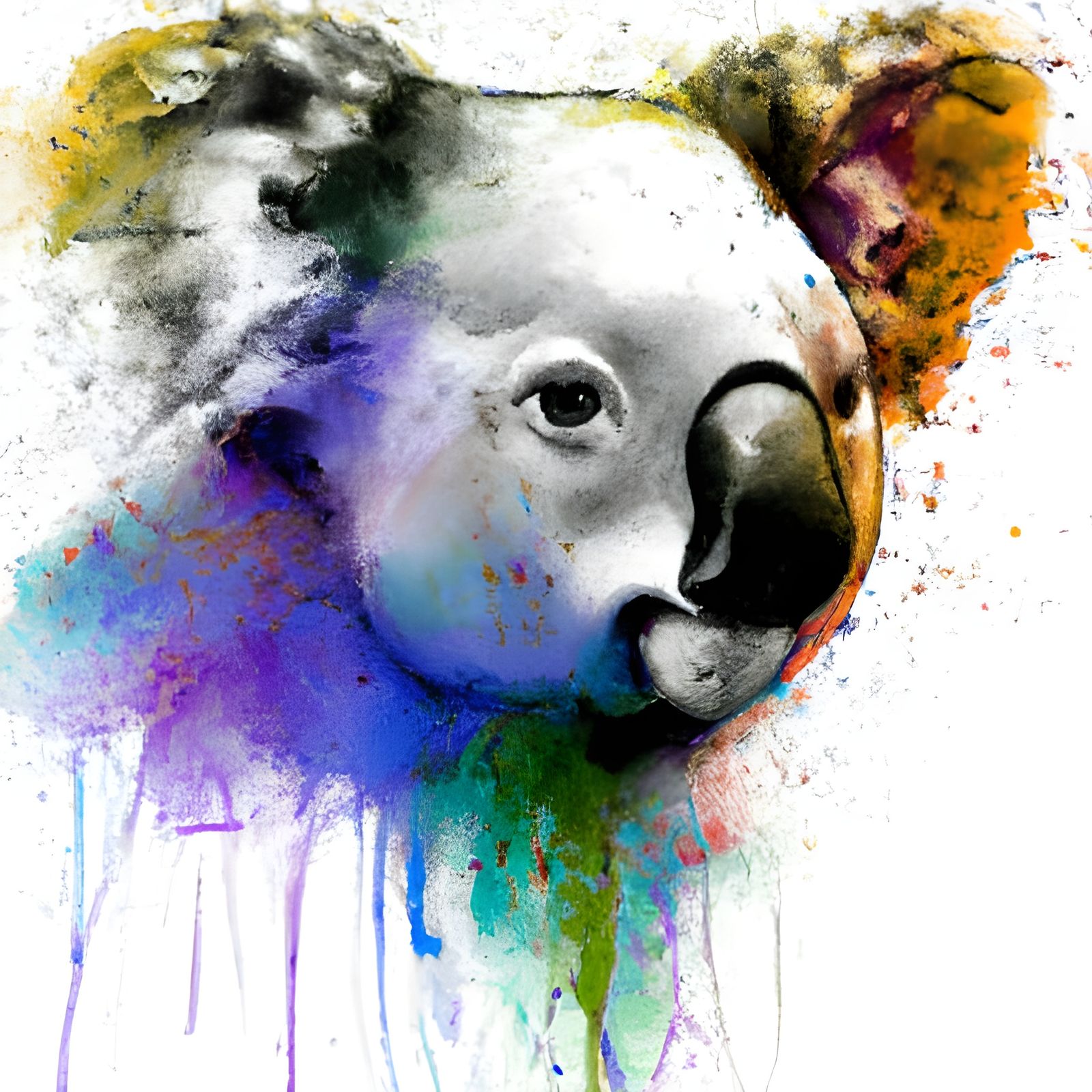Koala in Flowing Watercolor Style
