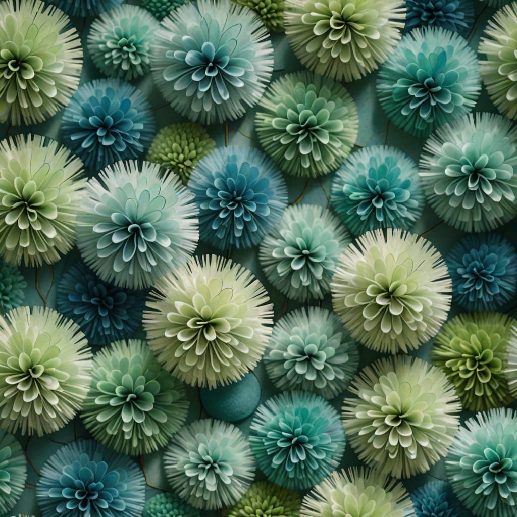 Pompoms in Paul Klee Style with Watercolor Gradients