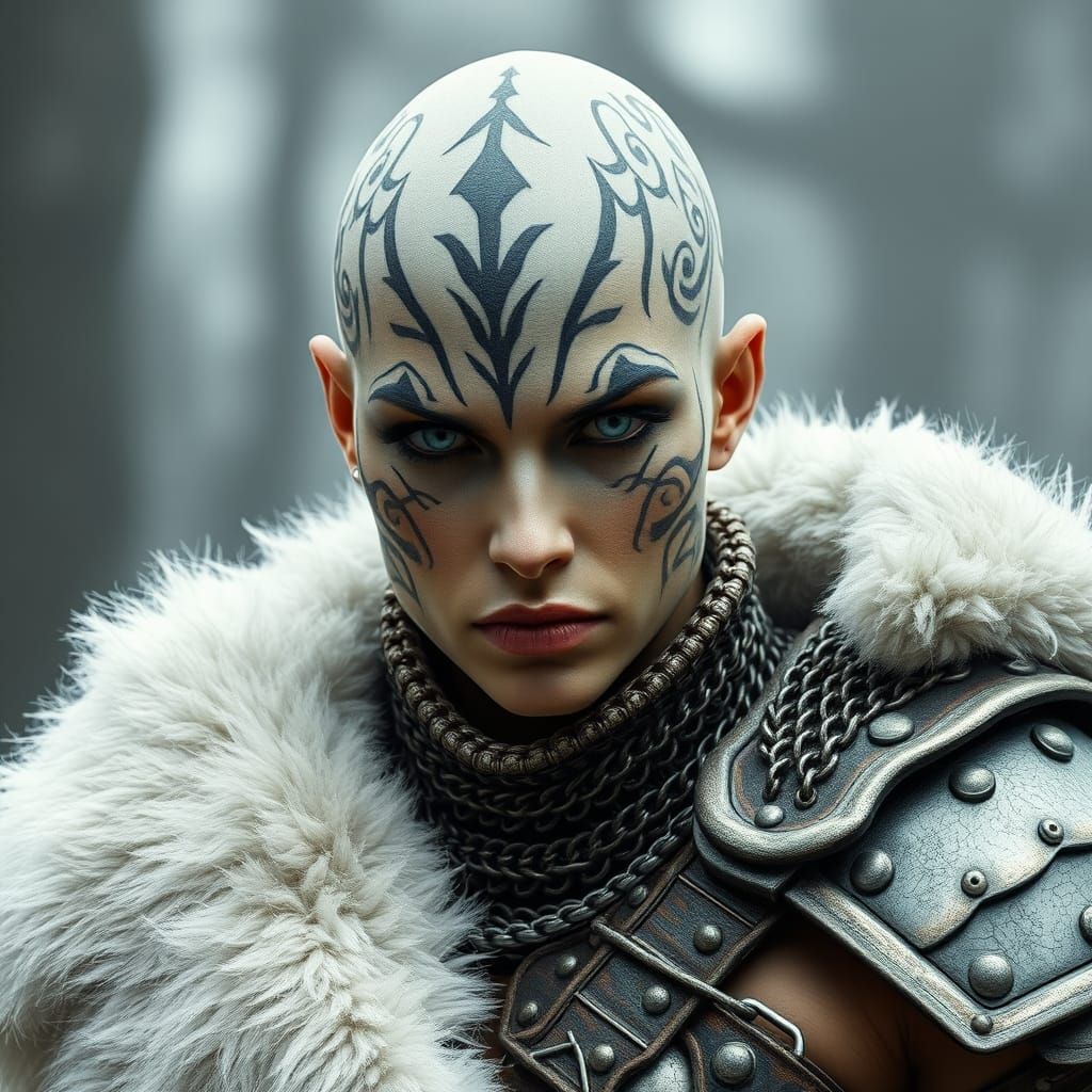 Feminine Goliath Warrior Lady with Tribal Tattoos