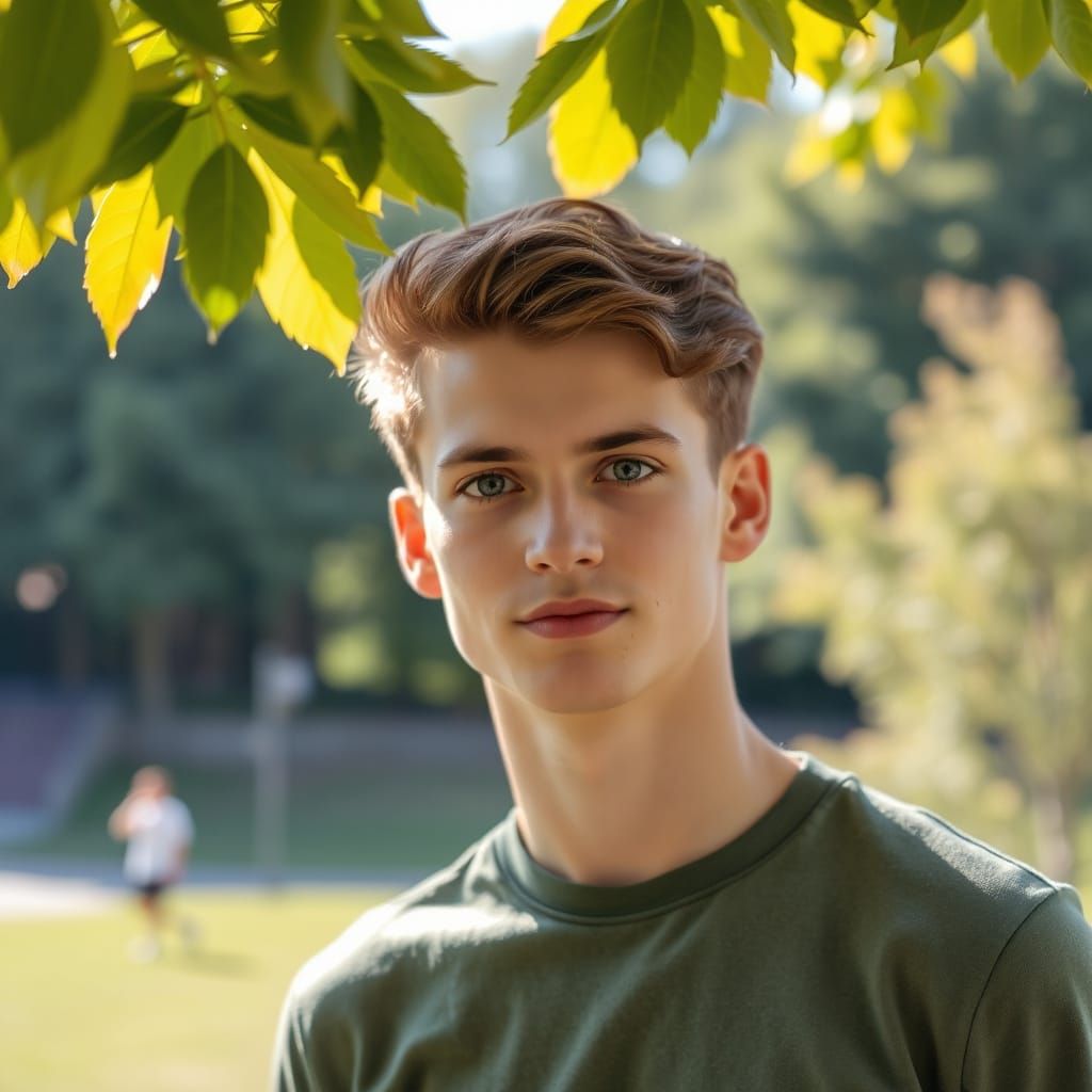 Young Man with Brown Hair and Blue Eyes