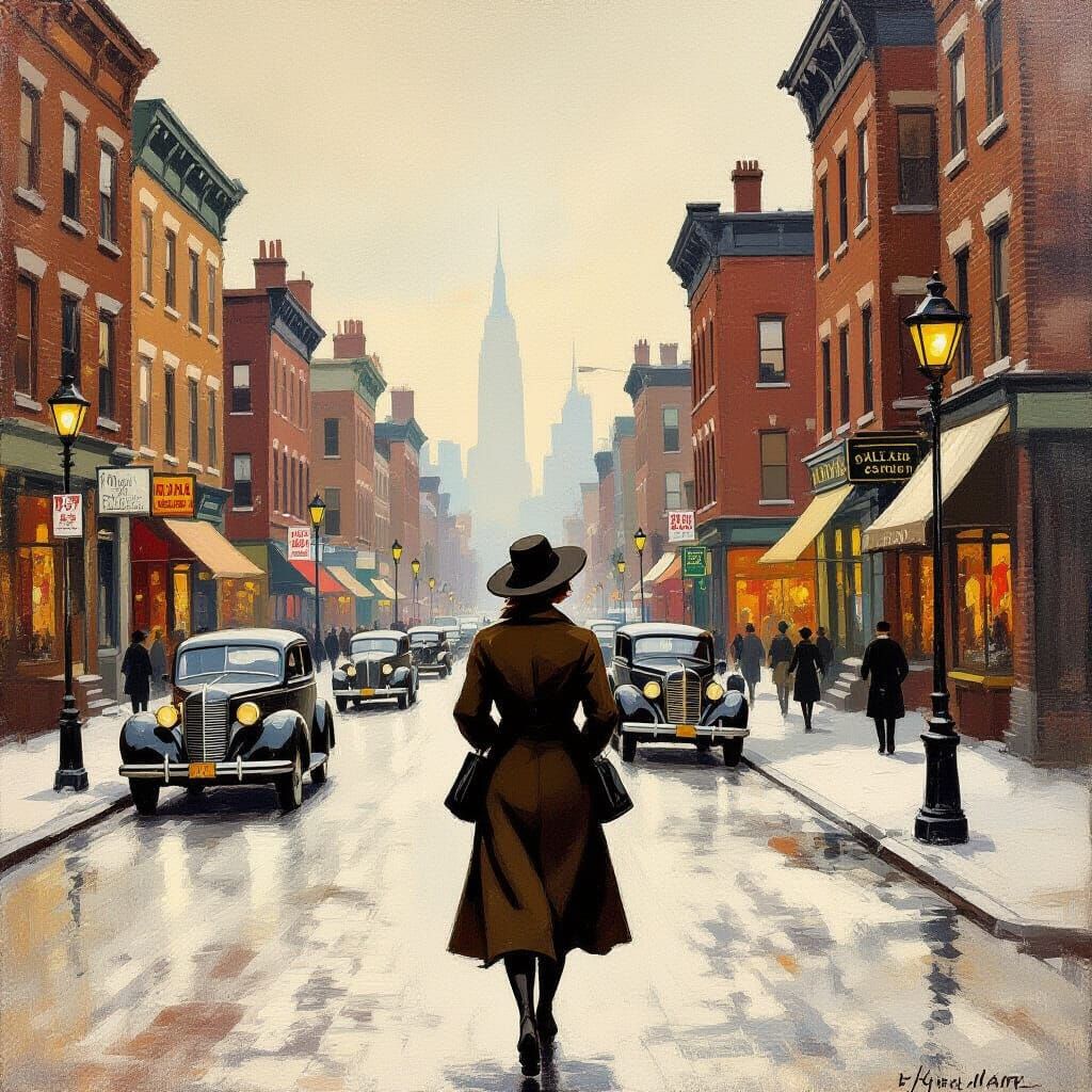 1930s Bronx Street Scene in Ashcan School Style