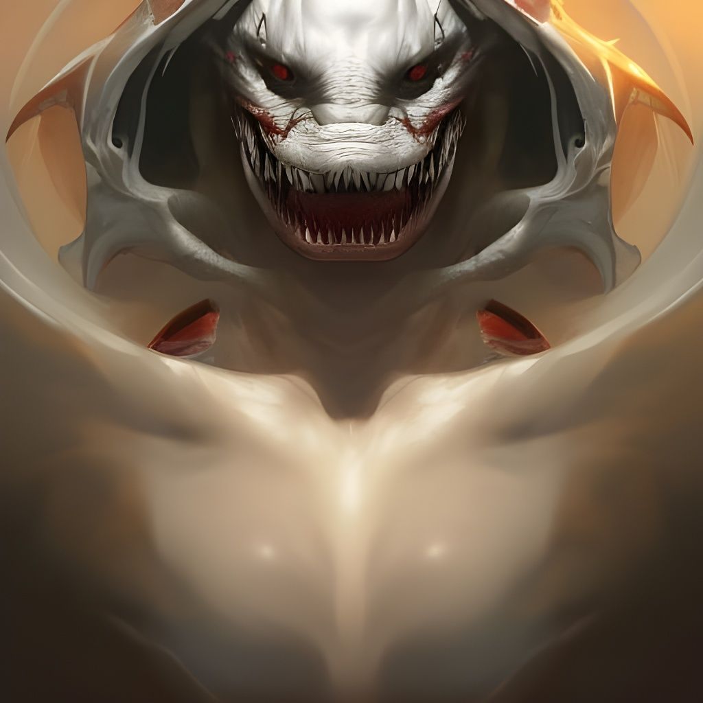 Demonic Great White Shark Portrait in Hyperdetailed Style