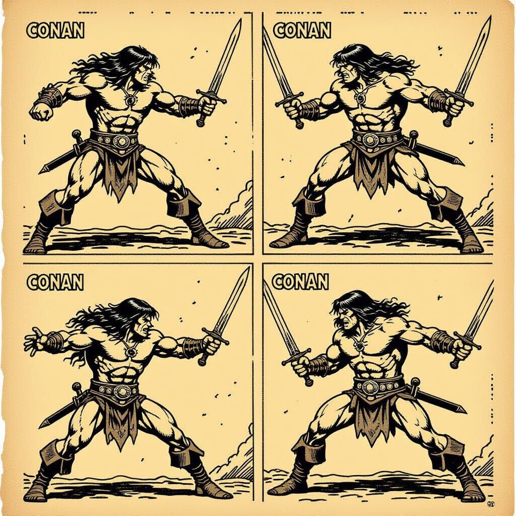 Conan the Barbarian in Retro Comic Panels