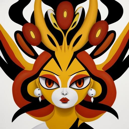 Abstract Pokémon Faces in Aboriginal Surrealist Oil Painting