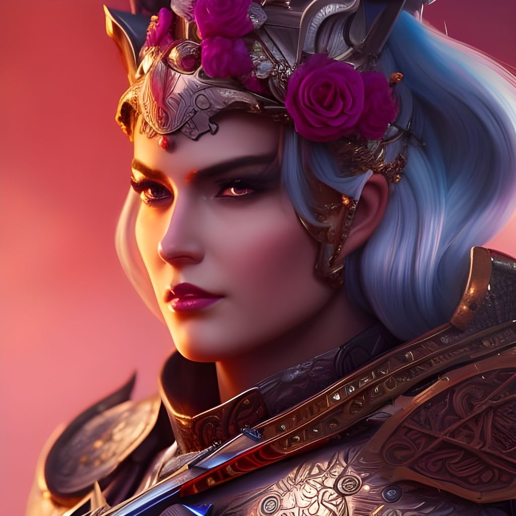 Detailed Rose Knight Character Portrait in Hyperrealism