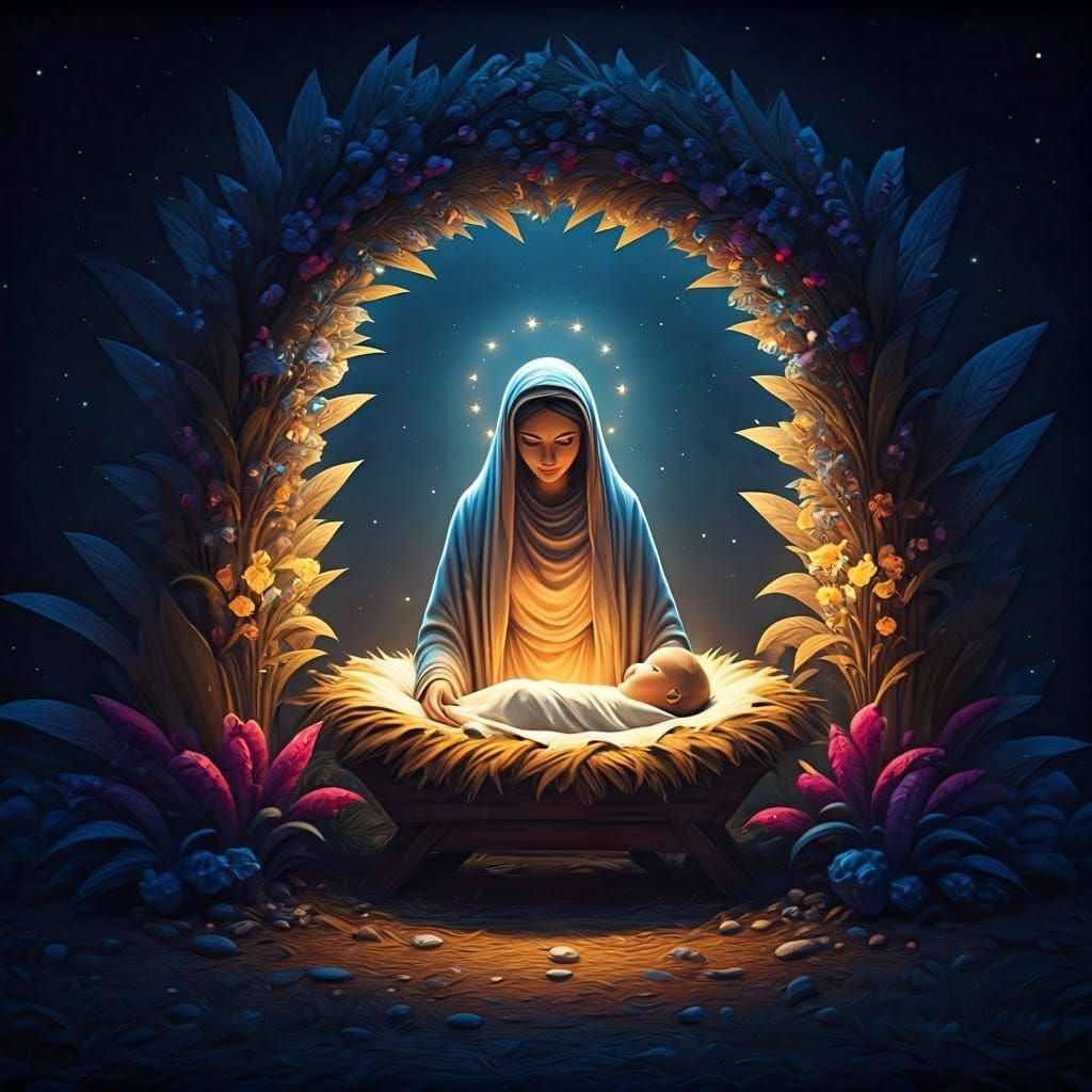 Madonna and Child in Ethereal Manger