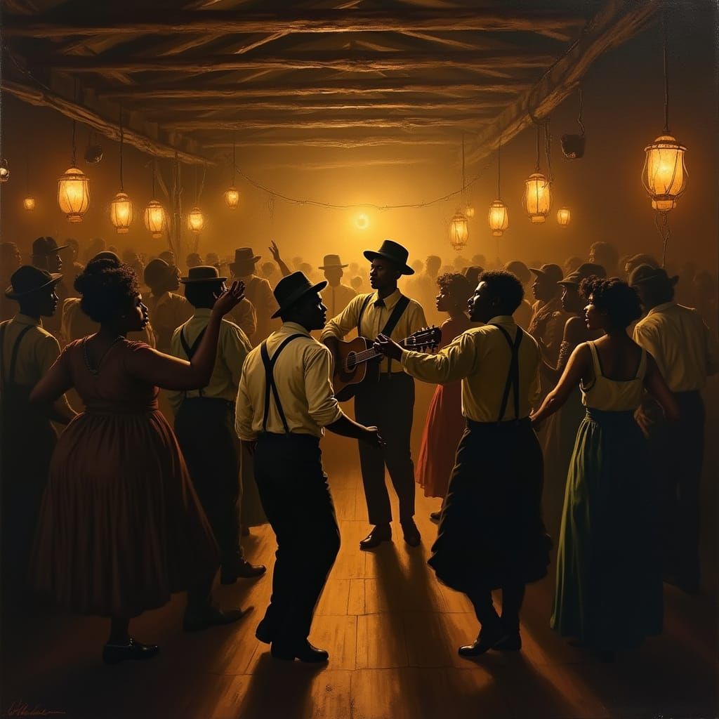 Rich Atmospheric Juke Joint in 1930s Mississippi