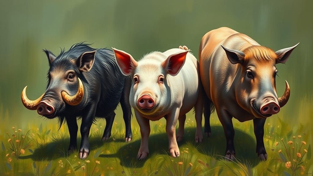 Picture of a Boar , Pig and Hog to compare the differences between them