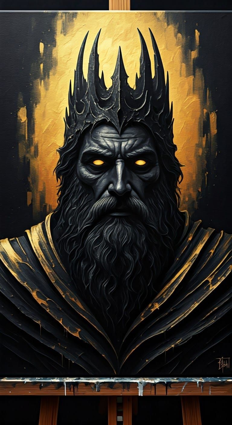 Nightmare King: A Grunge Style Greek God Painting