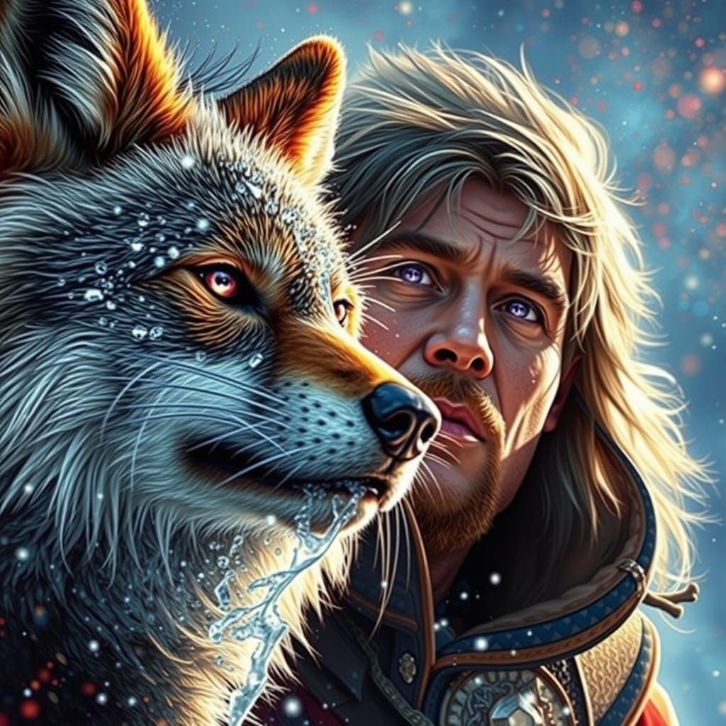 Danny Freezes Coyote With Purple Energy, Hyperrealistic Conc...