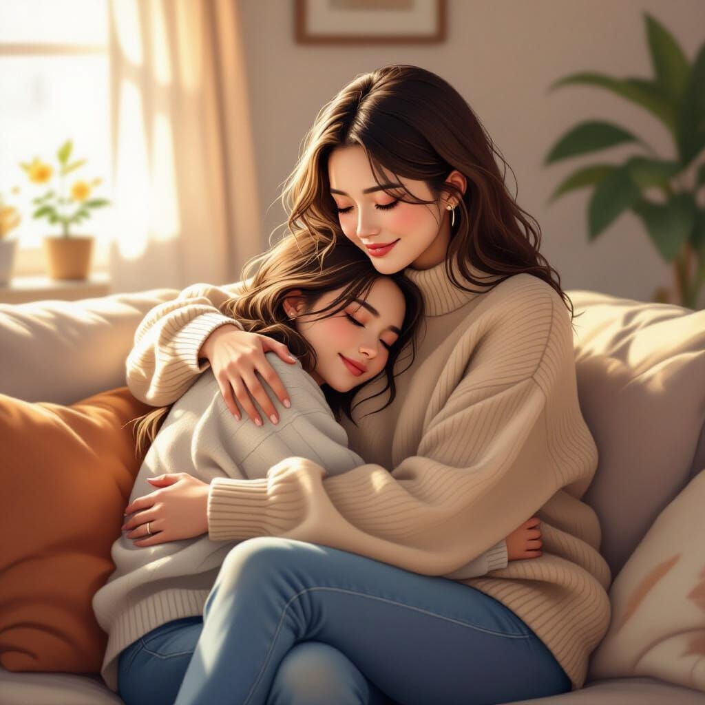 Intimate Embrace in Anime Style