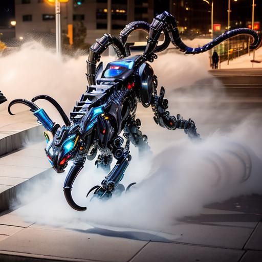 Cybernetic Panther Automata in City Megalopolis