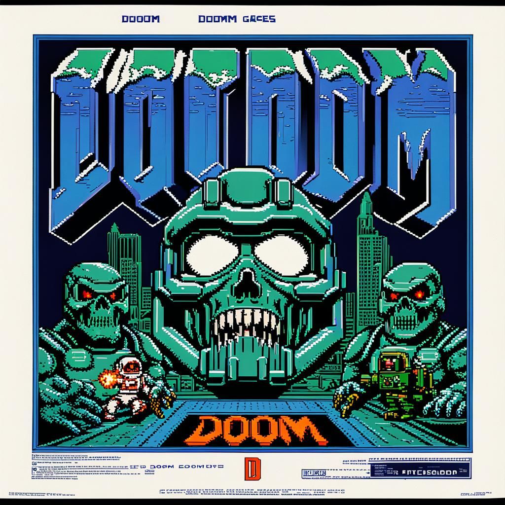 Doom Title Screen in 8-bit Atari Style