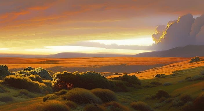 Majestic Impasto Clouds Over Scottish Fields