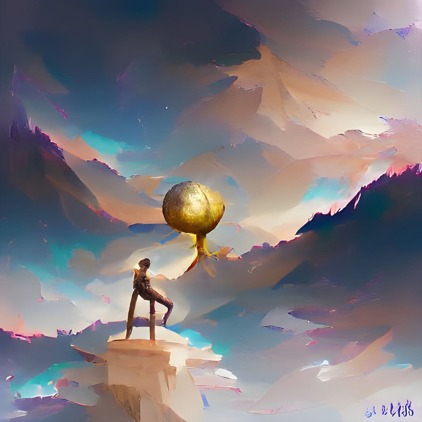 Figure Holding Glowing Orb as Digital Art