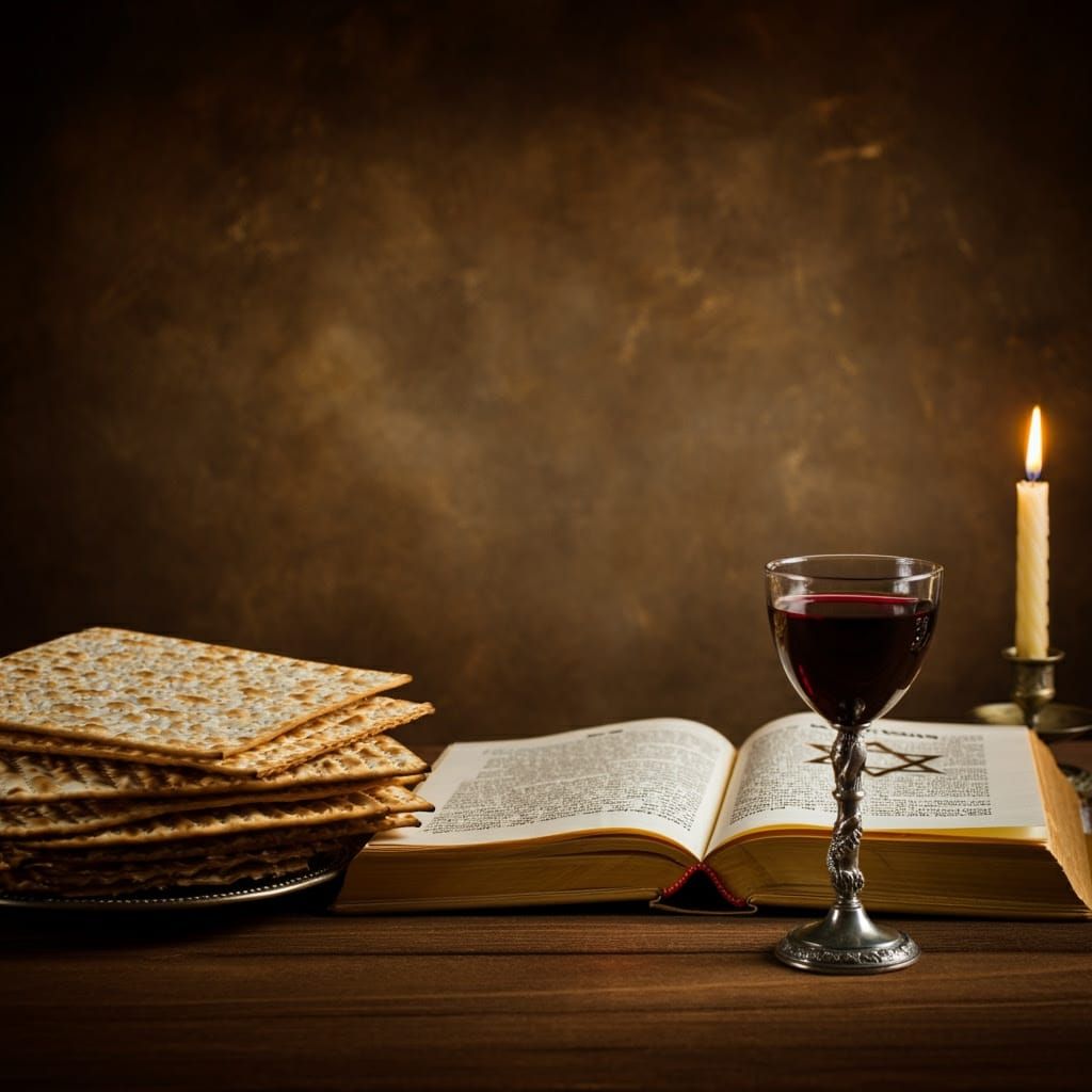 Passover Background with Golden Accents and Symbolic Element...