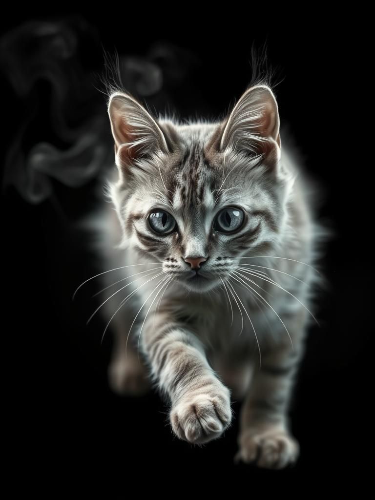 Ethereal Transparent Cat with Smoky Fur