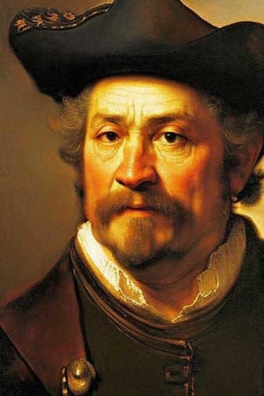 Pirate Portrait in Rembrandt Style Oil Painting