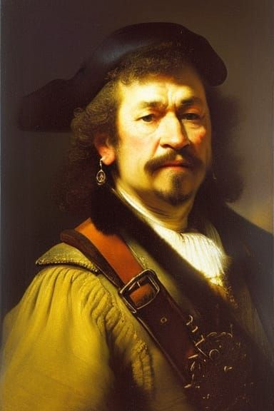 Pirate Portrait in Rembrandt Style Oil Painting